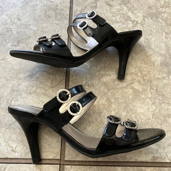 Dana Buchman 7.5M Black Strappy Stiletto Sandals - Picture 2 of 6